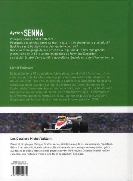 Verso de l'album Dossiers Michel Vaillant Tome 6 Ayrton Senna