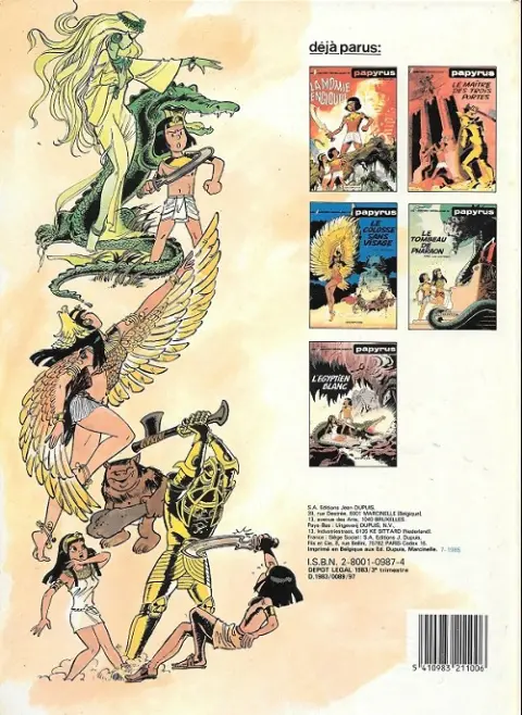 Verso de l'album Papyrus Tome 6 Les quatre doigts du dieu lune