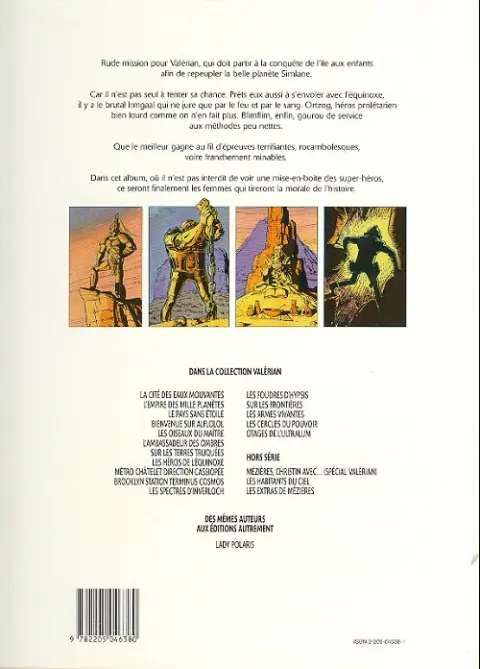 Verso de l'album Valérian Tome 8 Les héros de l'Equinoxe
