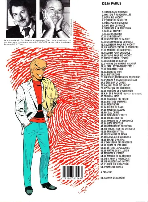 Verso de l'album Ric Hochet Tome 58 Premières armes