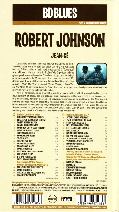 Verso de l'album BD Blues Tome 4 Robert Johnson