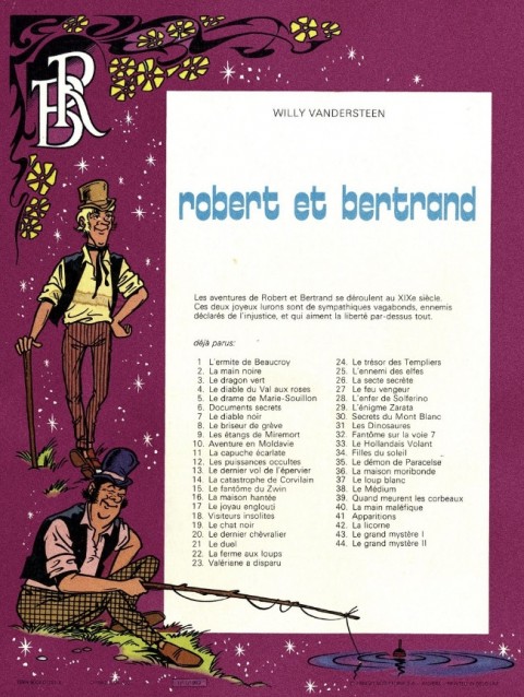 Verso de l'album Robert et Bertrand Tome 43 Le grand mystère I