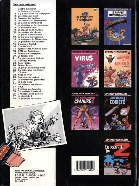 Verso de l'album Spirou et Fantasio Tome 38 La jeunesse de Spirou