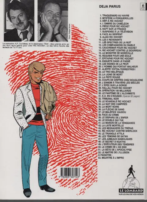 Verso de l'album Ric Hochet Tome 46 Les témoins de Satan