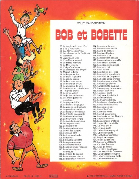 Verso de l'album Bob et Bobette Tome 156 Ce cher Barabas