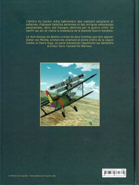 Verso de l'album L'Ombre du Condor 1 1936. Duel sous le ciel d'Espagne