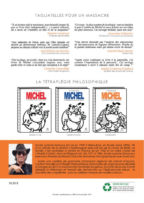 Verso de l'album Michel Larticho-Lepoux 3 Tagliatelles pour un massacre