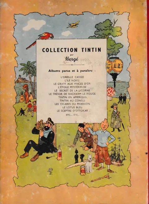Verso de l'album Tintin Tome 2 Tintin au Congo