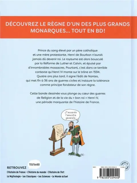 Verso de l'album L'Histoire de France en BD 12 Henri IV et les guerres de religion