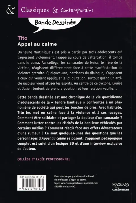 Verso de l'album Tendre banlieue Tome 14 Appel au calme