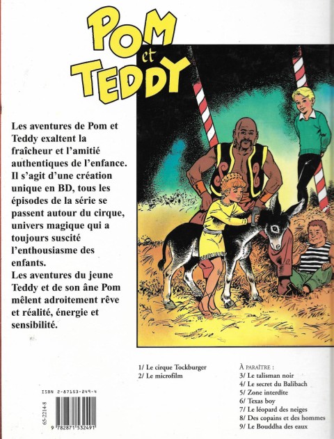 Verso de l'album Pom et Teddy Le Cirque Tockburger