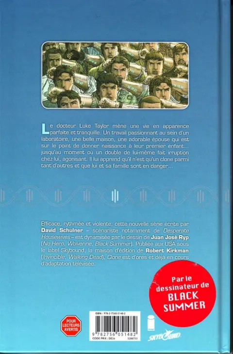 Verso de l'album Clone Tome 1 Première génération