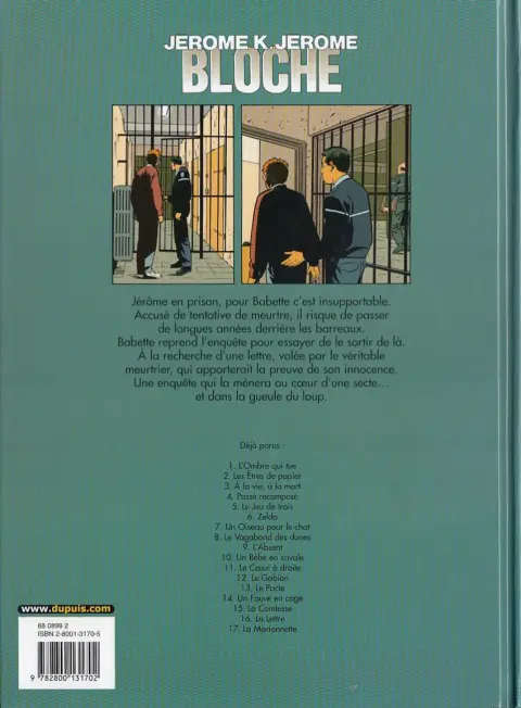 Verso de l'album Jérôme K. Jérôme Bloche Tome 16 La lettre