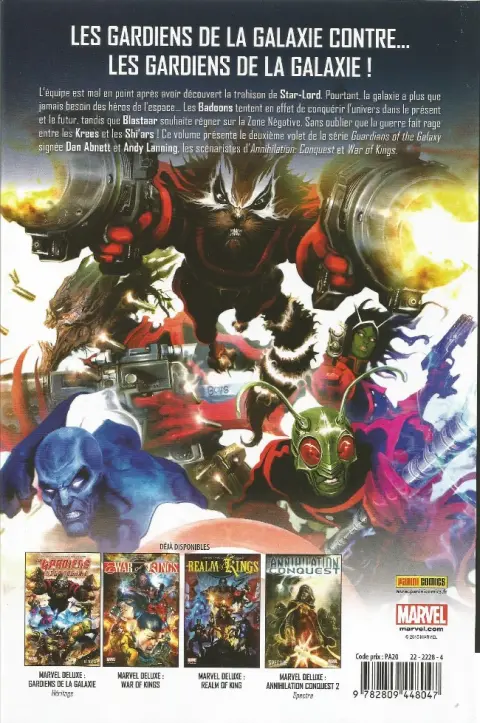 Verso de l'album Les Gardiens de la Galaxie Tome 2 War of Kings