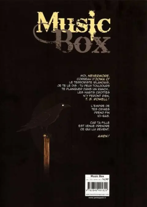 Verso de l'album Music box Sa fille n'a pas de nom ... elle va s'en trouver un !