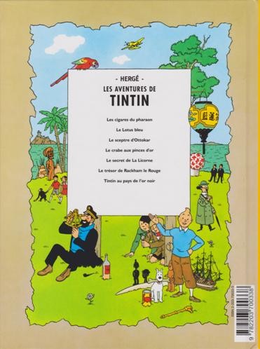 Verso de l'album Tintin Tome 12 Le trésor de Rackham le Rouge