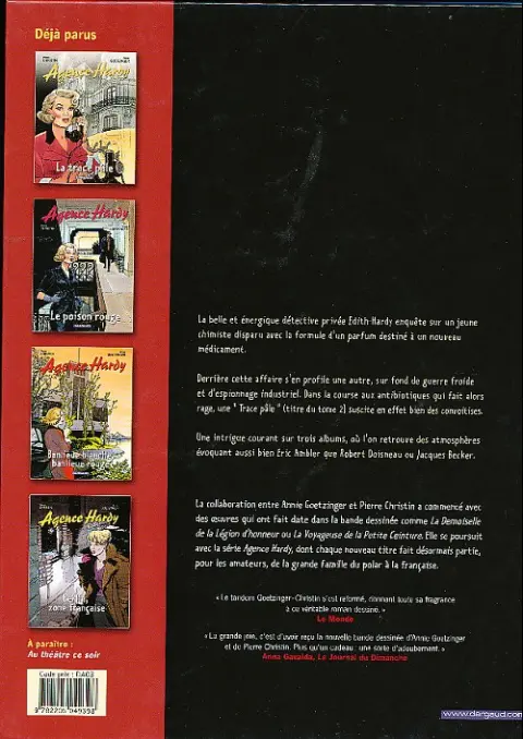 Verso de l'album Agence Hardy Tome 3 Le poison rouge