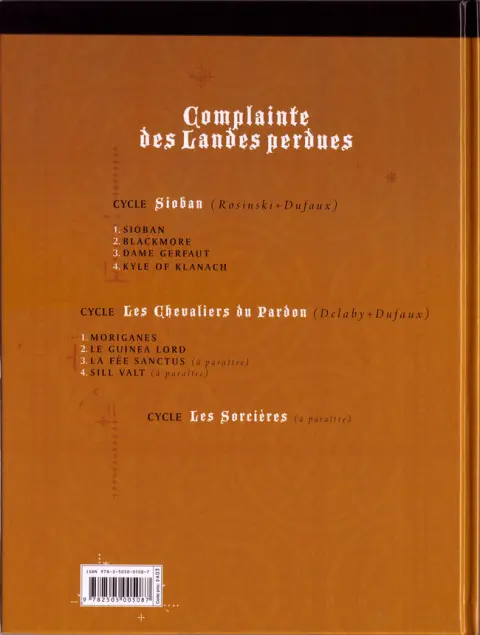 Verso de l'album Complainte des Landes perdues Les Chevaliers du Pardon Tome 1 Moriganes