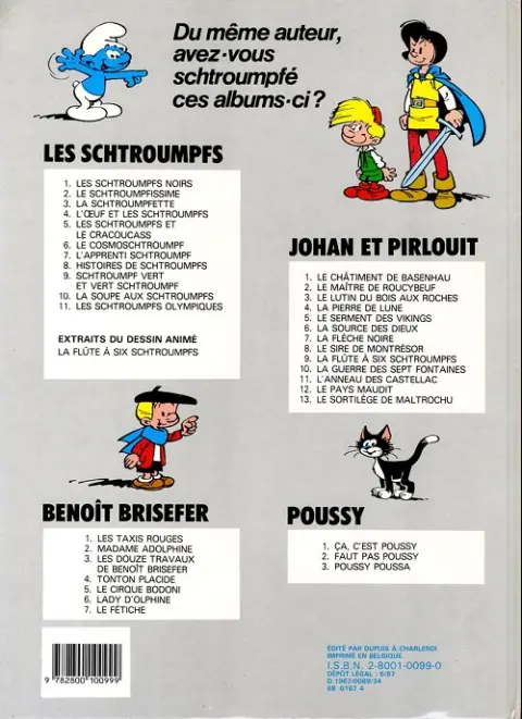 Verso de l'album Johan et Pirlouit Tome 5 Le serment des vikings