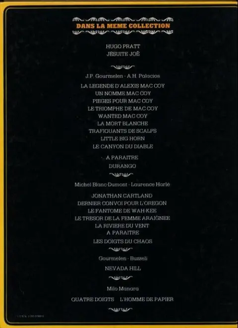 Verso de l'album Mac Coy Tome 9 Le canyon du diable
