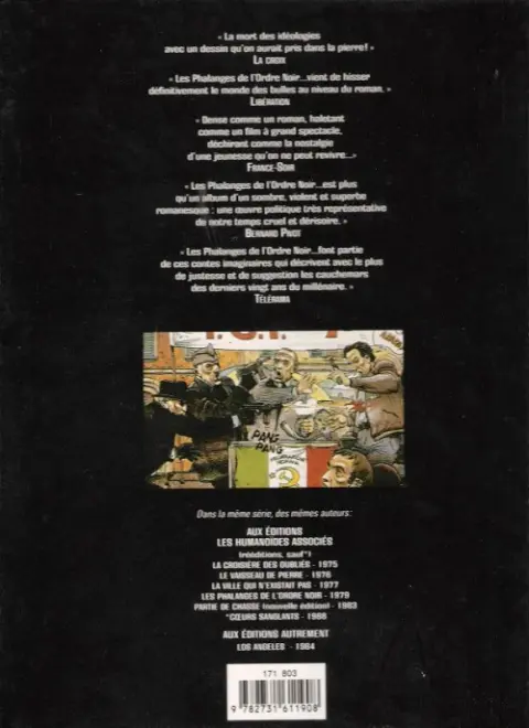 Verso de l'album Les Phalanges de l'ordre noir