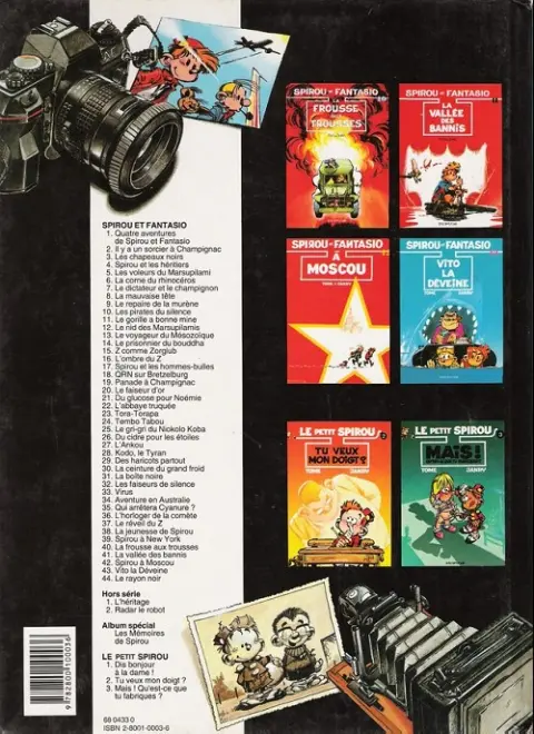 Verso de l'album Spirou et Fantasio Tome 1 4 aventures de Spirou ...et Fantasio
