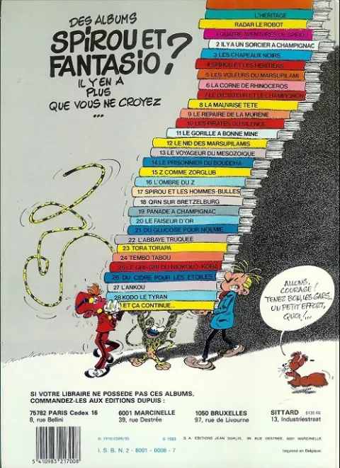 Verso de l'album Spirou et Fantasio Tome 6 La corne de rhinocéros