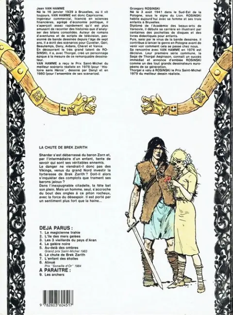 Verso de l'album Thorgal Tome 6 La chute de Brek Zarith