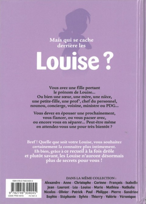 Verso de l'album L'Encyclopédie des prénoms en BD Tome 26 Louise