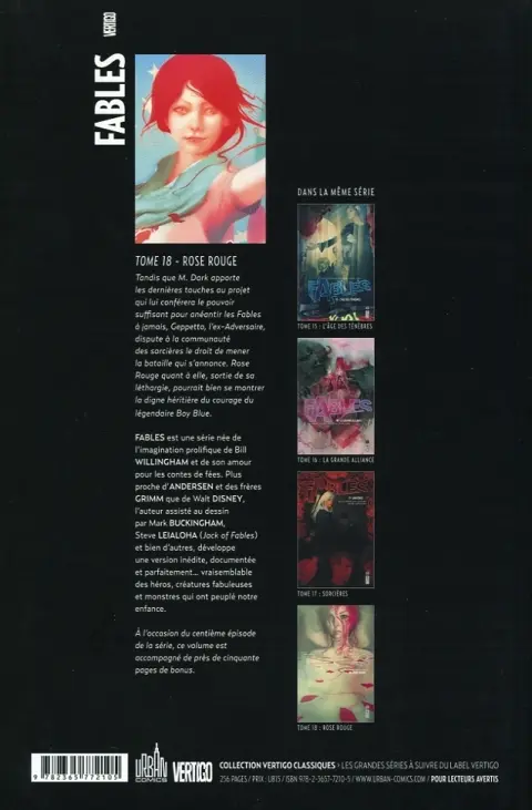 Verso de l'album Fables Tome 18 Rose Rouge