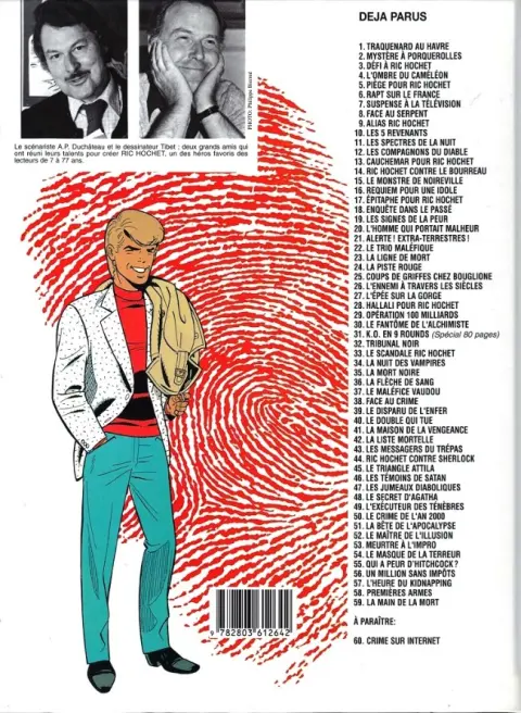 Verso de l'album Ric Hochet Tome 59 La main de la mort