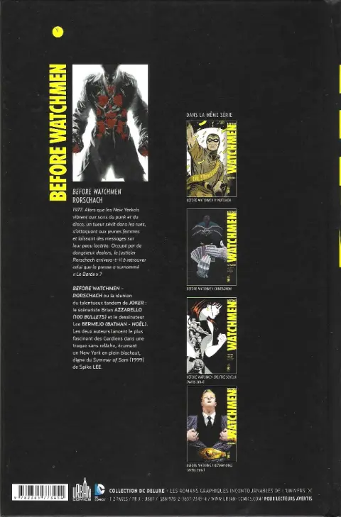 Verso de l'album Before Watchmen Rorschach