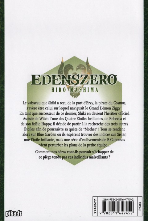 Verso de l'album Edens zero 3 Le vaisseau de grand démon