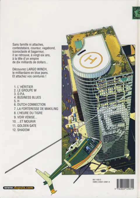 Verso de l'album Largo Winch Tome 11 Golden Gate