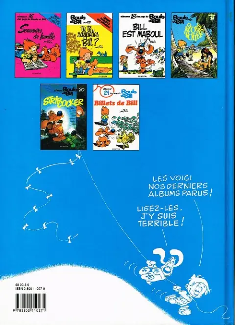 Verso de l'album Boule & Bill Tome 20 Strip cocker