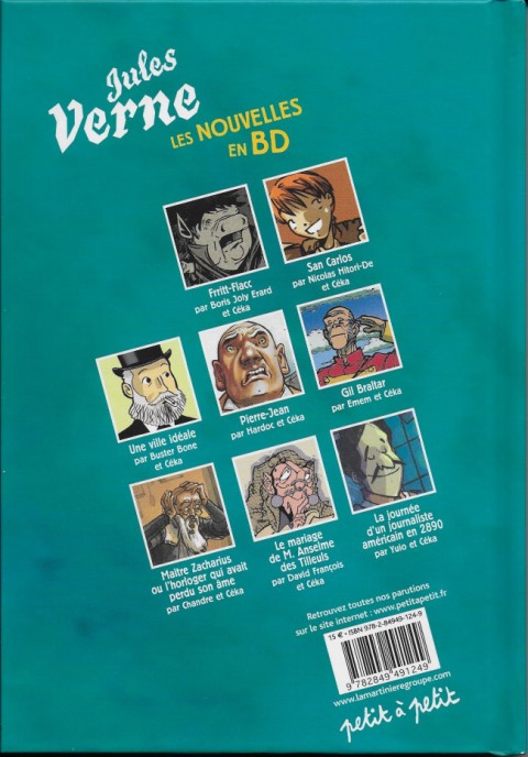 Verso de l'album Poèmes en bandes dessinées Les nouvelles de Jules Verne en bande dessinée