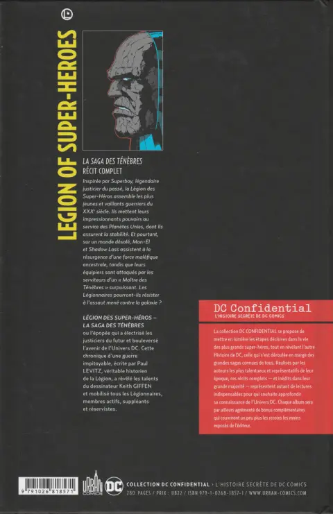 Verso de l'album DC Confidential 5 Legion of Super-Heroes : La saga des ténèbres