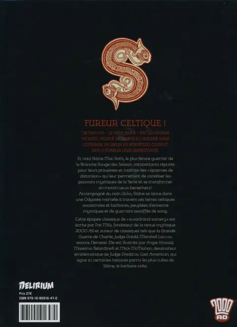 Verso de l'album Sláine Tome 1 L'aube du guerrier