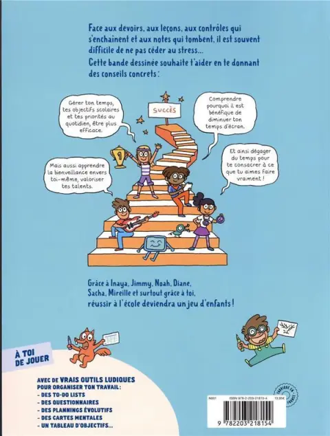 Verso de l'album La BD qui t'aide 2 La BD qui t'aide à te concentrer et à mieux t'organiser