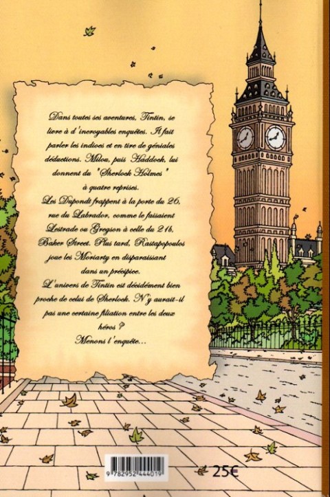 Verso de l'album Tintin à Baker Street