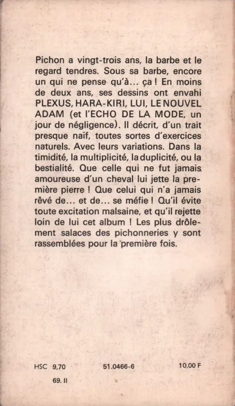 Verso de l'album Pichonneries