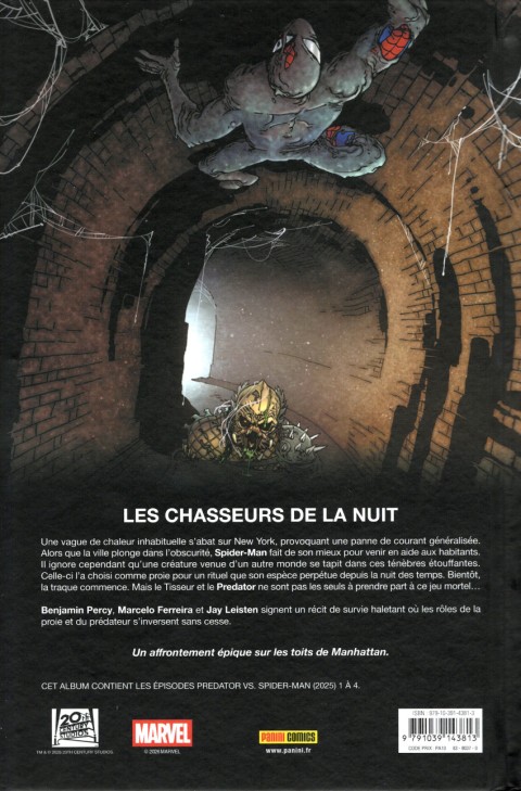 Verso de l'album Predator versus Spider-Man Chasse à l'araignée
