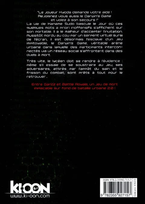 Verso de l'album Darwin's Game Volume 1