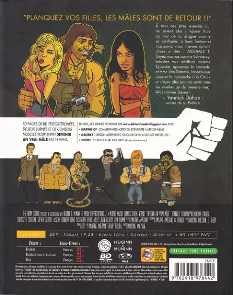 Verso de l'album Devenir un vrai mâle Devenir un vrai mâle grace aux stars d'action du cinéma des années '80