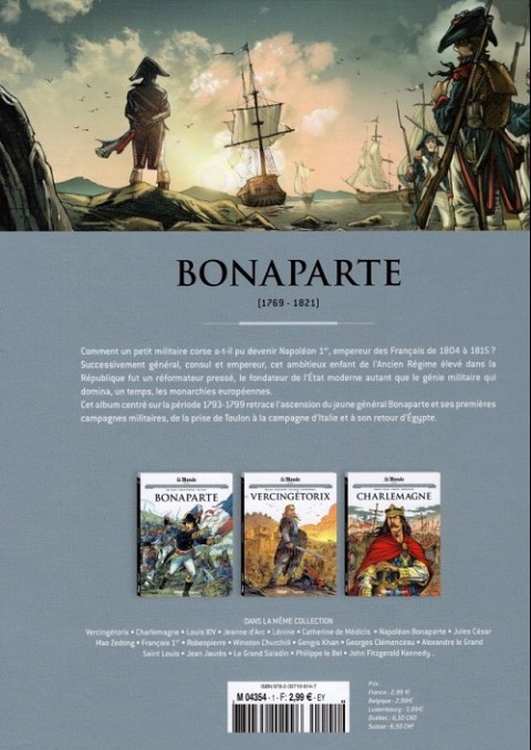 Verso de l'album Les grands personnages de l'Histoire en bandes dessinées Tome 1 Bonaparte