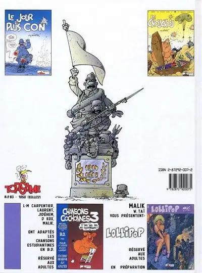 Verso de l'album Le Jour le plus con Tome 3 Guerre et pets
