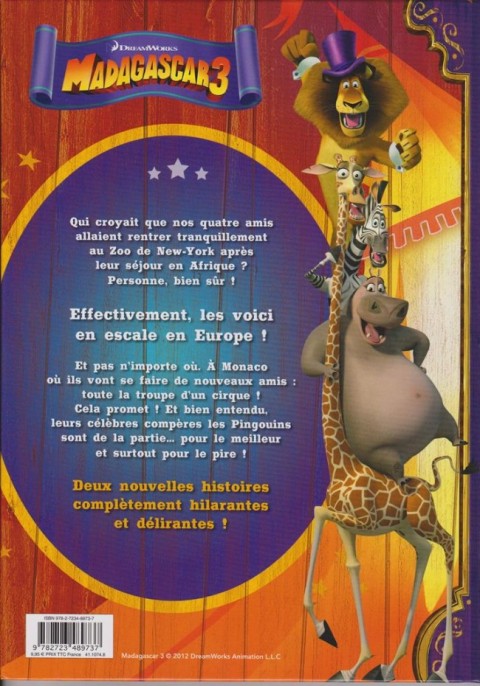 Verso de l'album Madagascar 3 Vive le roi !