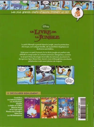 Verso de l'album Les plus grands chefs-d'œuvre Disney en BD Tome 4 Le Livre de la Jungle