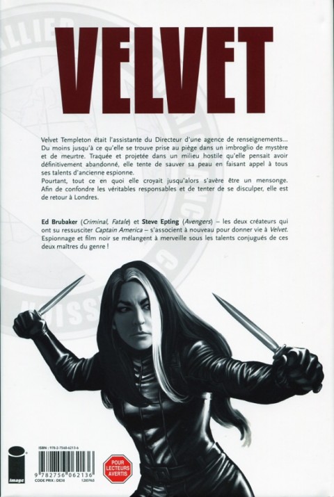 Verso de l'album Velvet Tome 2 Avant de mourir…