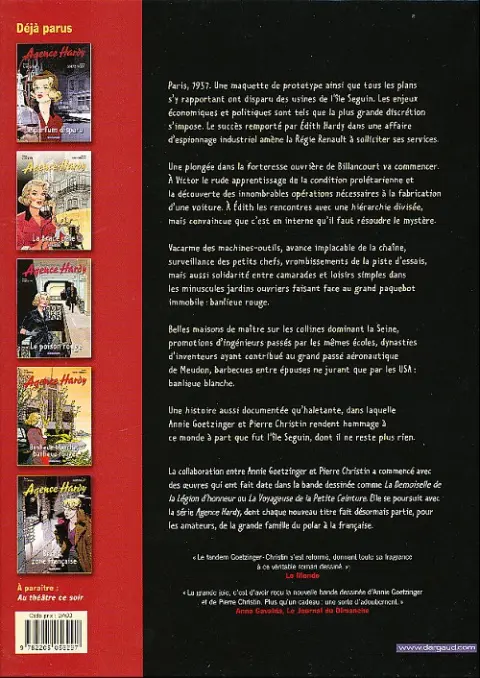 Verso de l'album Agence Hardy Tome 4 Banlieue blanche, banlieue rouge
